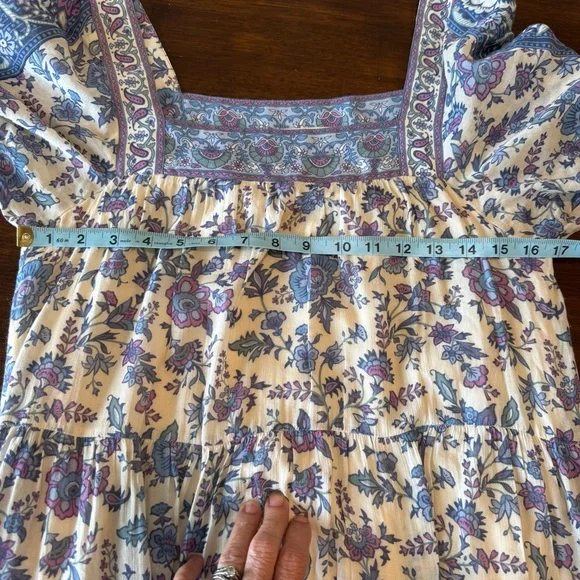 Spell And The Gypsy Collective Floral Puff  Sleeve Maxi Dress Blue Size S Boho - Picture 16 of 16